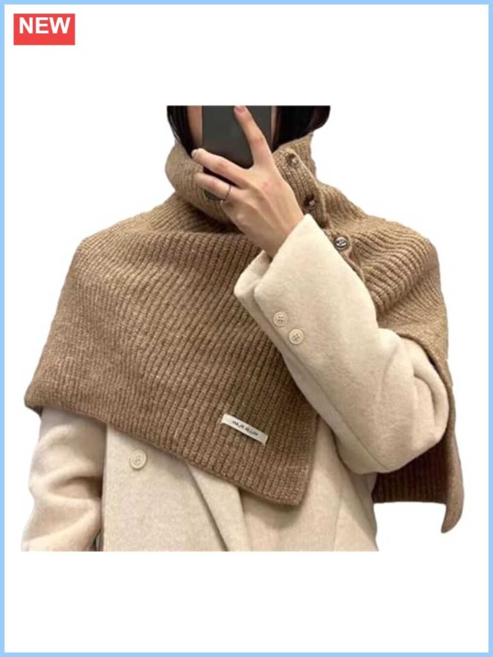 Keridean Button Knit Shawl Chunky Open Front Poncho Wrap Versatile Fall Winter